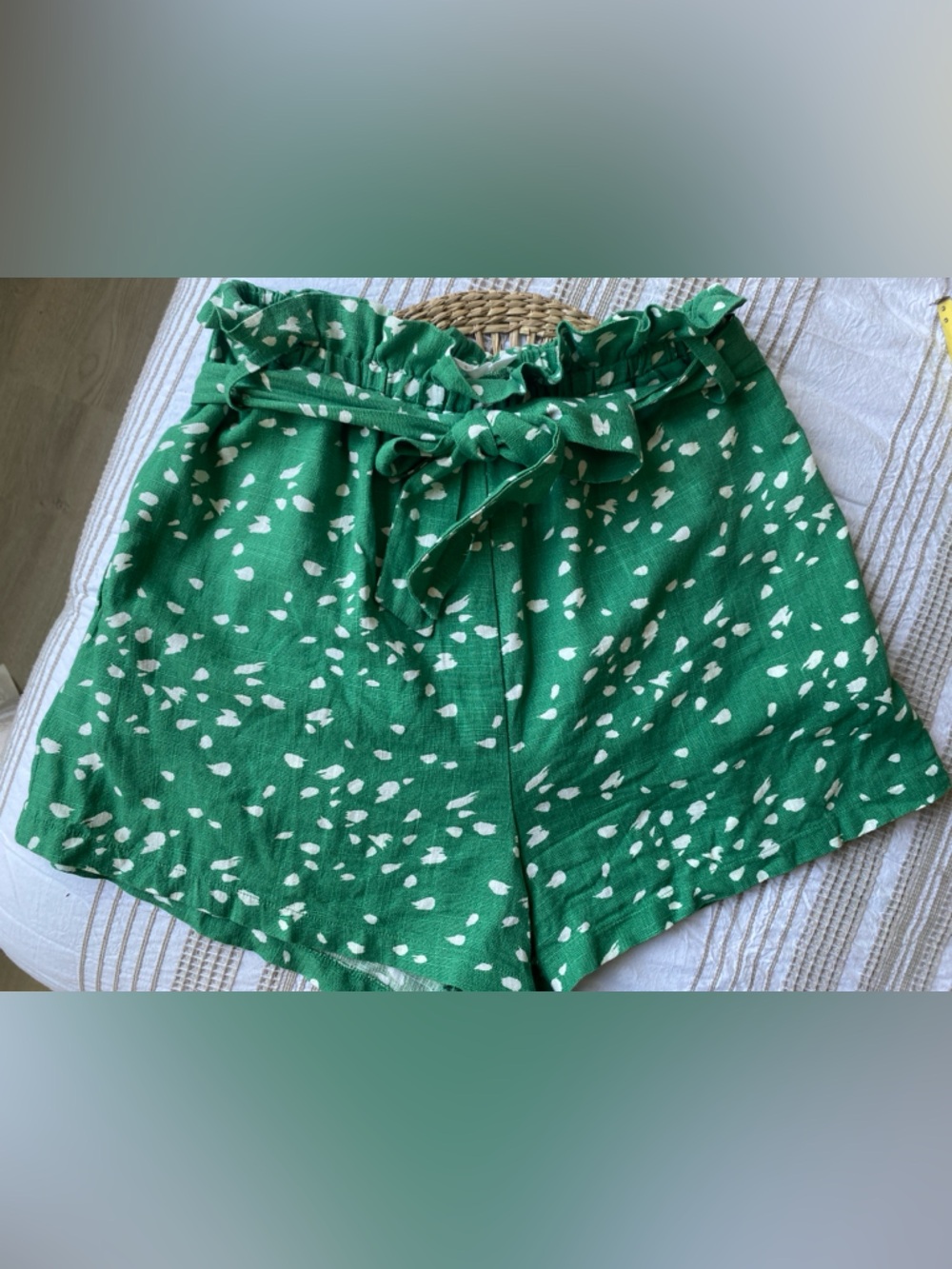 Lush Green Shorts with White Dot Print